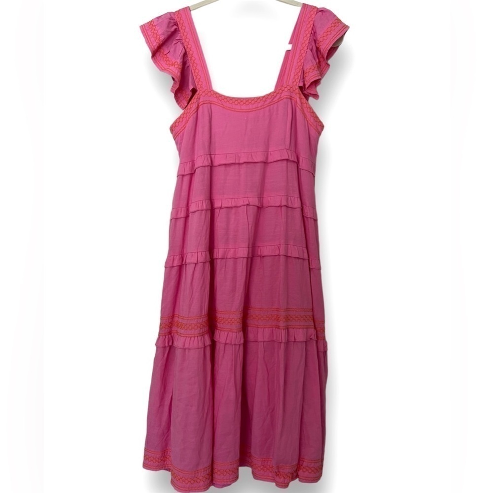 J. Marie Pink Tiered Midi Dress